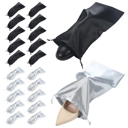 Patelai 20 Pcs Satin Shoe Bags for Travel 17.7 x 7.9 Inch with Drawstring
