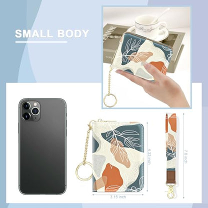 Credit Card Holder, Small RFID Wallet Slim Leather Card Organizer Case - color: B-Desert Leaf, size: Wrist Strap
