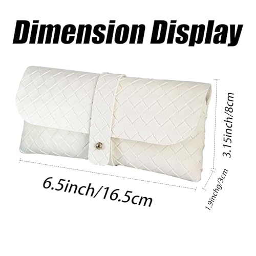 Faux Leather Glasses Pouch, Portable Bag for Sunglasses travel glasses bag - color: Weave Pattern White