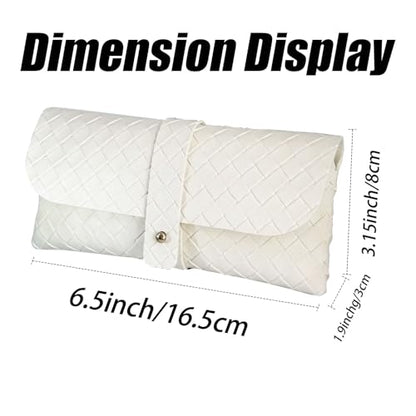 Faux Leather Glasses Pouch, Portable Bag for Sunglasses travel glasses bag - color: Weave Pattern White