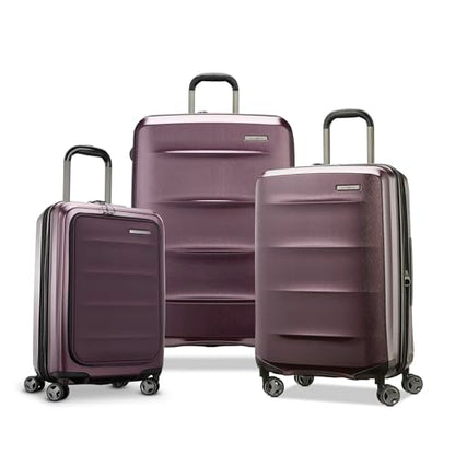 Samsonite Octiv Pro 3-Piece Hardside Lightweight (21/24/28) Front Pocket Carry-On Pro, Medium & Large-Checked Luggage Set, Expandable, Four Spinner Wheels, Adjustable Handle, TSA Lock – Purple - color: Amethyst Purple, size: 3-Piece Set (Pro 21 with Front
