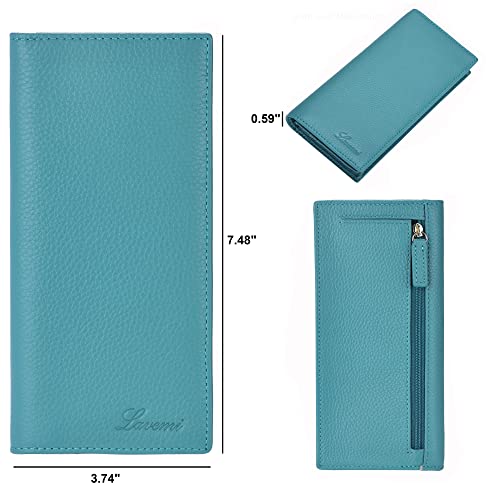 Lavemi Ultra Slim Thin Leather Women Wallet RFID Blocking Credit Card Holder Bifold Long Ladies Billfold - color: 2- Light Green