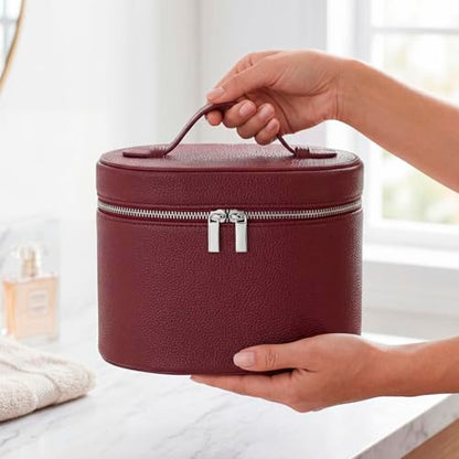 RSRSLEII Waterproof PU Leather Makeup Bag, Toiletry Bag (06Burgundy) - color: 06Burgundy
