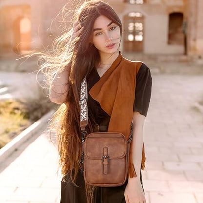 Leather Crossbody Bag for Women Small Anti Theft Messenger Purse - color: Cloud Grey