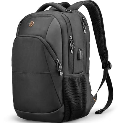 Swissdigital Design Large Business Laptop Backpack with Smart USB Charging Port Travel Backpack Fits 15.6 inches laptops - color: Black