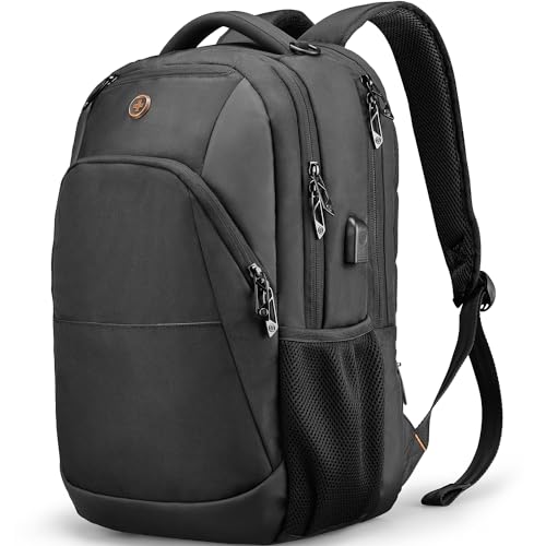 Swissdigital Design Large Business Laptop Backpack with Smart USB Charging Port Travel Backpack Fits 15.6 inches laptops - color: Black