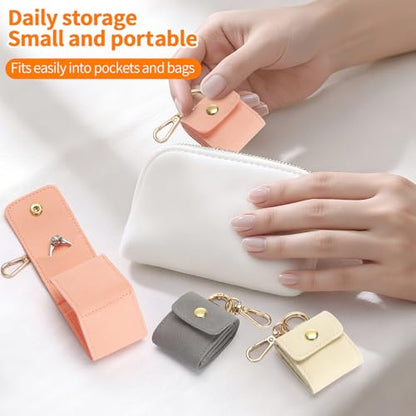KUKUVR Mini Travel Jewelry Organizer Case with Keychain (Pink) - color: Pink