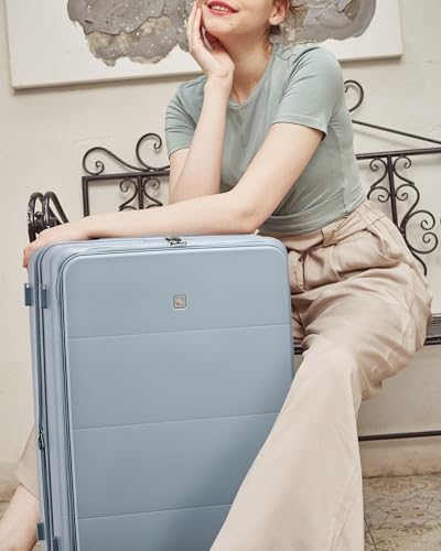 Hanke Expandable Large Checked Luggage, 28 Inch Top Opening Suitcase - color: Grey, size: 28 Inch EXT