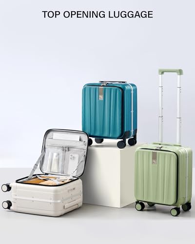 Hanke 40.6cm(16인치), 50.8cm(20인치), 61cm(24인치), 61cm(26인치), 휴대용 가방, PC 하드쉘 러기지 탑 오픈 알루미늄 프레임 롤링 슈트케이스, 바퀴 포함, 여행용 수하물 여성용 남성용, 아이보리 화이트, 16인치, 스피너 휠이 있는 상단 오프닝 하드 쉘 캐리어 - color: 아이보리 화이트, size: 16인치