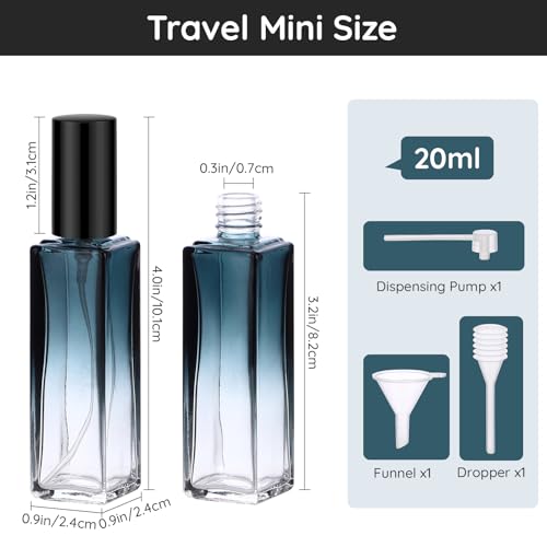 Segbeauty Glass Perfume Spray Bottle, 5 Pack of 20ML Mini Travel Atomizer Sprayer for Perfume, Empty Press Pump Bottle Refillable Cologne Dispenser Perfume Bottles Scent Sample Case Travel Must Have - color: Gradient Blue, style: Mini Bottle Set
