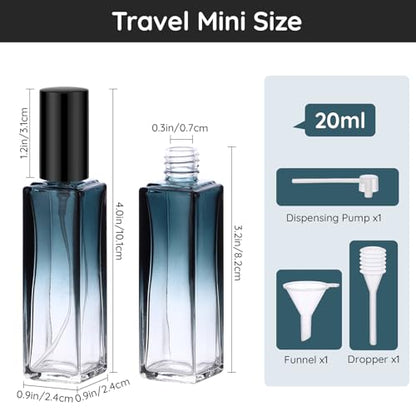 Segbeauty Glass Perfume Spray Bottle, 5 Pack of 20ML Mini Travel Atomizer Sprayer for Perfume, Empty Press Pump Bottle Refillable Cologne Dispenser Perfume Bottles Scent Sample Case Travel Must Have - color: Gradient Blue, style: Mini Bottle Set