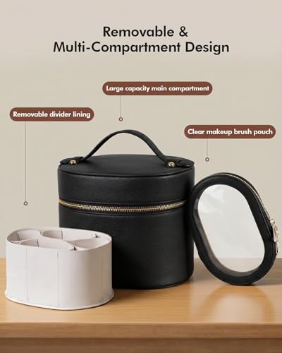 Prite 2 Pcs Makeup Bag Set Travel Cosmetic Case with Clear Pouch for Women - color: Classic Black