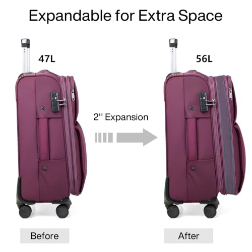 Hanke Carry On Luggage 22x14x9 Airline Approved with Garment Compartment - color: Purple, size: 20 Inch Carry on