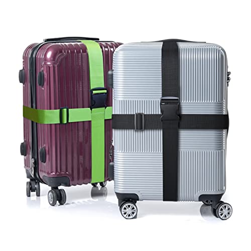 4 PCS Luggage Strap 78" x 2" Suitcase Belts Wide Adjustable Packing Straps Travel Accessories, Green - color: 4 Green