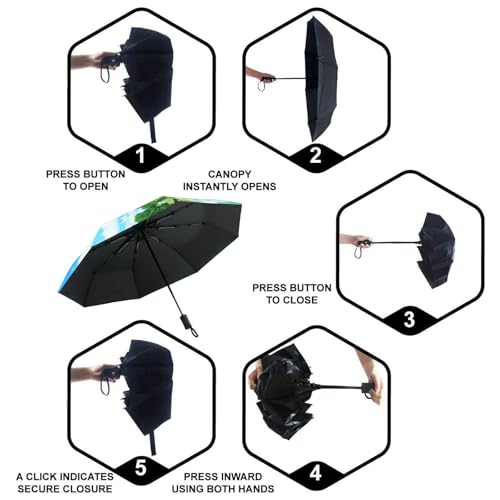 SY COMPACT Travel Umbrella - Windproof Automatic Compact Umbrellas for Rain - color: Castle