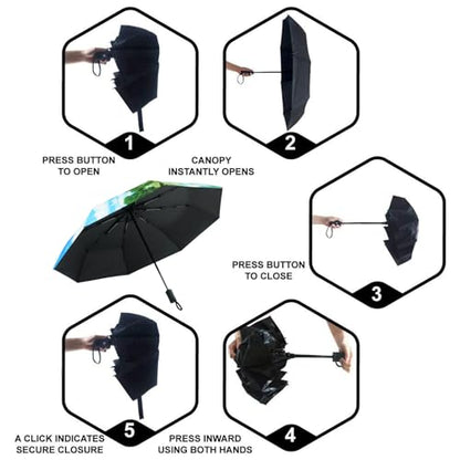 SY COMPACT Travel Umbrella - Windproof Automatic Compact Umbrellas for Rain - color: Castle