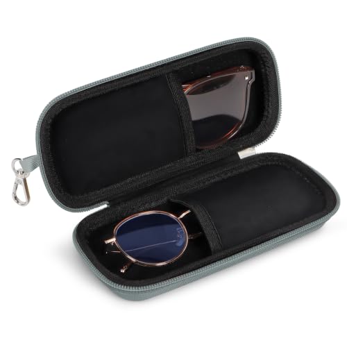 Double Eyeglasses Case for Dual Sunglasses, Hard Shell with Zipper - color: Gray