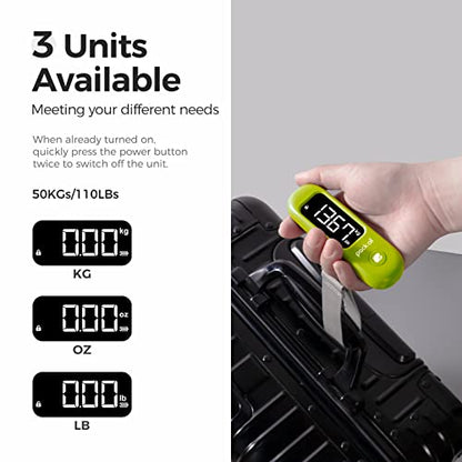 pack all Digital Luggage Scale for Travel, 110Lbs Capacity, 0.1Lb Precision - color: Apple Green
