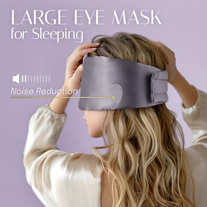OLESILK 100% Mulberry Silk Sleep Mask, Large Size, Pressureless, Blackout - color: Charcoal