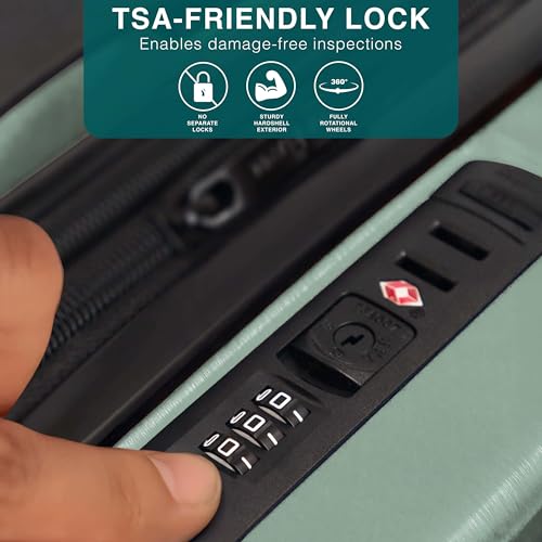 TRAVELARIM 28 Inch Luggage with Spinner Wheels, Hard Shell Suitcase with TSA Locks for Luggage, Travel Large Suitcase, Expandable Hard Shell Suitcases, Sage Green - color: Sage Green, size: Large 28-Inch Checked