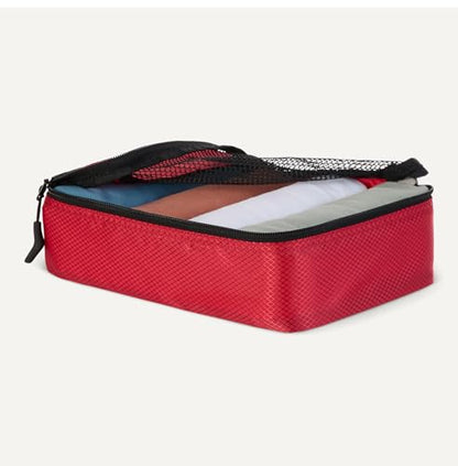 Amazon Essentials 여행용 액세서리 세트 4피스 패킹 큐브, 더블 지퍼가 있는 수하물 정리함, 100% 폴리에스터, 메시 탑, 레드, 오거나이저 - color: 레드, size: 2-소형