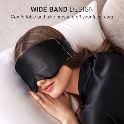 LitBear Silk Sleep Mask for Side Sleeper, Eye Mask Sleeping for Women Men - color: Black