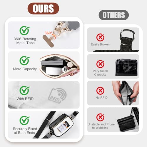 Clip and Go Strap For Phone with Leather Wallet Crossbody - color: Coffee Brown