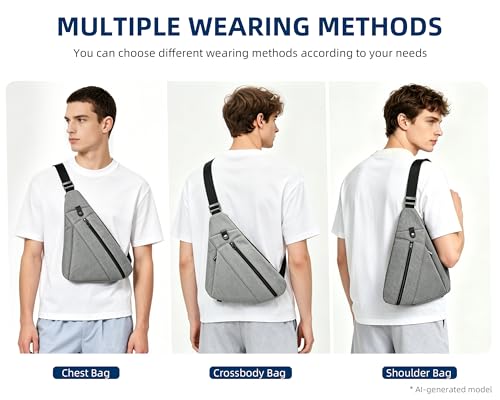 OSOCE Sling Bag for Men, RFID Blocking Anti-Theft, Water Bottle Holder, S - color: Grey, size: Small