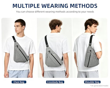OSOCE Sling Bag for Men, RFID Blocking Anti-Theft, Water Bottle Holder, S - color: Grey, size: Small