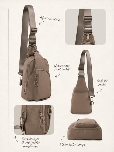 ODODOS Sling Bag with Adjustable Straps Crossbody Chest Bag Lightweight Backpack for Casual Traveling Hiking - color: Field