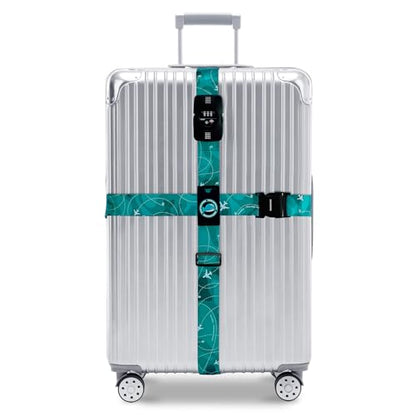Travelkin Luggage Straps TSA Approved, Suitcase Straps with TSA Lock - color: Air Line Blue