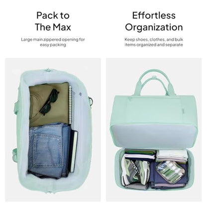 TOPEAST Travel Duffle Bag, Weekender Bags for Women with Shoe Compartment - color: Green