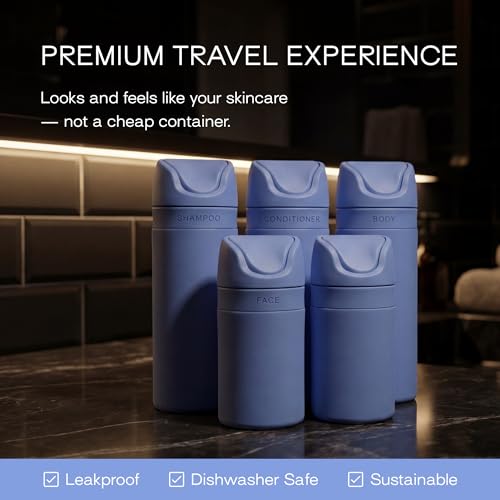 RIES Travel Bottles for Toiletries | Travel Size Containers | 5 Pack - color: Runaway Blue
