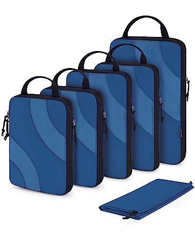 BAGSMART Compression Packing Cubes for Travel - color: Classic Blue, size: Set of 6