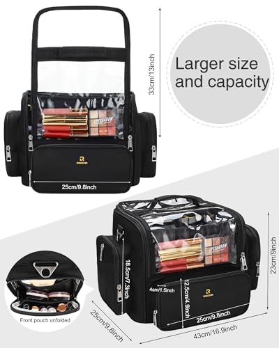 TANTO Makeup Brush Bag, Extra Large Pro Cosmetic Artist Case with Divider - color: A1-Black, size: XX-Large