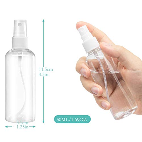 ZALUJMUS 50ml Mini Empty Travel Spray Bottles with Labels, Set of 3, 50ml