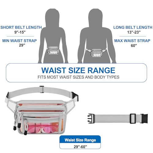 USPECLARE Clear Fanny Pack Stadium Approved Large Multi-Purpose Waist Bag - color: Silver, style: 1-pack-pvc