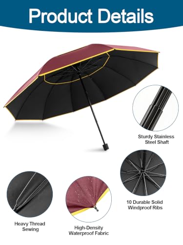 Kalolary 62 Inch Extra Large Golf Umbrella UV Protection Compact Umbrella - color: Red