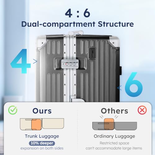 ALPHA CAMP Trunk Luggage 30 Inch with Aluminum Frame Zipperless Suitcase - color: Black, size: 30 Inch