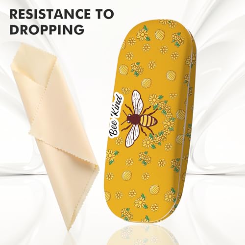 Glasses Case Hard Shell,Portable Protective Eyeglasses Case, Eyeglass Holder Box with Cleaning Cloth,for Women Men - color: Bees