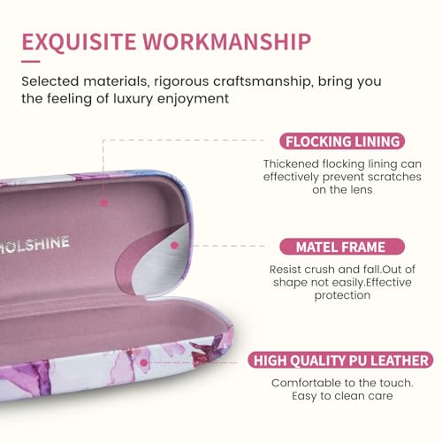 molshine Hard Shell Sunglasses Case, Classic Large Glasses Case for Women Men, Sunglass Eyeglasses - color: Purple