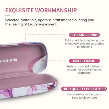 molshine Hard Shell Sunglasses Case, Classic Large Glasses Case for Women Men, Sunglass Eyeglasses - color: Purple