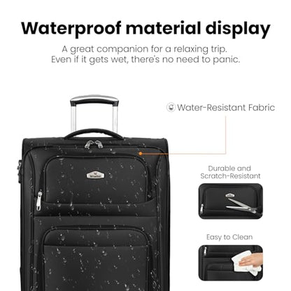 Softside Luggage Sets 2 Piece(20/26in),Expandable 15% - color: Black, size: 2-Piece Set (20"/26'')
