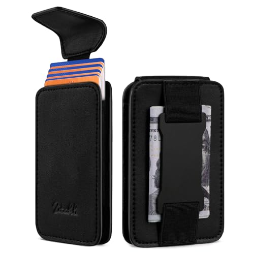 Zitahli Slim Wallet for Men with Pull-Up Tab & Cash Strap - Front Pocket Minimalist Easy Access Card Holder, RFID Blocking, Holds 8 Cards & 10-15 Bills