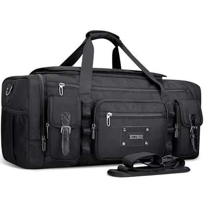WITZMAN Duffle Bag for Men Large 55L Travel Duffel with Shoe Compartment - color: Black