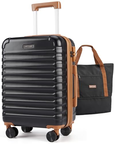 LIGHT FLIGHT Luggage Sets,Carry On Luggage 22x14x9,2-Piece,Black/Brown - color: 2pcs- Black/Brown