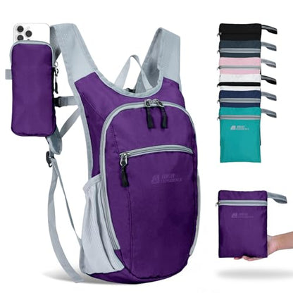 Small Hiking Backpack Packable Lightweight for Women Men - color: Deep Purple, size: 15L