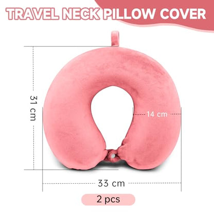 Philbinden 2 Packs Travel Neck Pillow Cover, Reusable U Shaped Washable Cover (Pink) - color: Pink