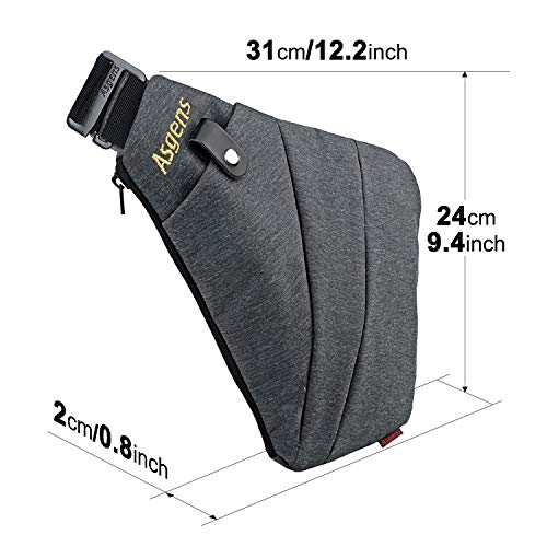 CCW Crossbody Sling Bag Multi-Purpose Anti-Thief Conceal Carry Bag for Men and Women Range, Travel, Outdoor - color: Grey/for Left Hand