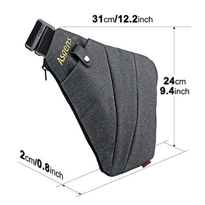 CCW Crossbody Sling Bag Multi-Purpose Anti-Thief Conceal Carry Bag for Men and Women Range, Travel, Outdoor - color: Grey/for Left Hand